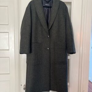 Madewell Green and Black Pea Coat Classic Wool Blend